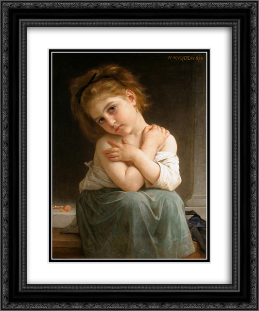 The chilly 20x24 Black Ornate Wood Framed Art Print Poster with Double Matting by Bouguereau, William Adolphe