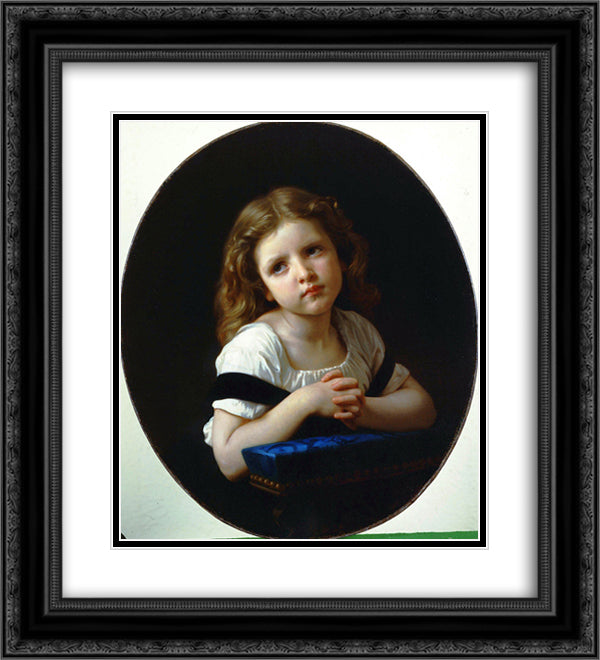 The Prayer 20x22 Black Ornate Wood Framed Art Print Poster with Double Matting by Bouguereau, William Adolphe