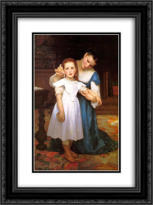 The Shell 18x24 Black Ornate Wood Framed Art Print Poster with Double Matting by Bouguereau, William Adolphe