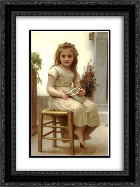 The Snack 18x24 Black Ornate Wood Framed Art Print Poster with Double Matting by Bouguereau, William Adolphe