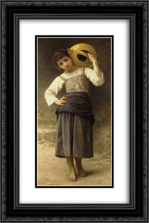 The Water Girl (Young Girl Going to the Spring) 16x24 Black Ornate Wood Framed Art Print Poster with Double Matting by Bouguereau, William Adolphe