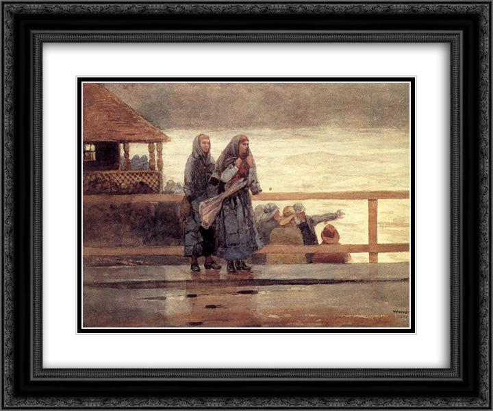 Perils of the Sea 24x20 Black Ornate Wood Framed Art Print Poster with Double Matting by Homer, Winslow