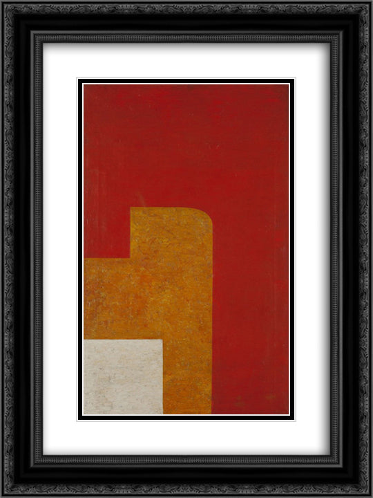 Kompozycja architektoniczna 18x24 Black Ornate Wood Framed Art Print Poster with Double Matting by Strzeminski, Wladyslaw