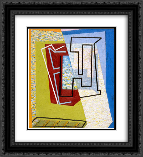 Okno 20x22 Black Ornate Wood Framed Art Print Poster with Double Matting by Strzeminski, Wladyslaw