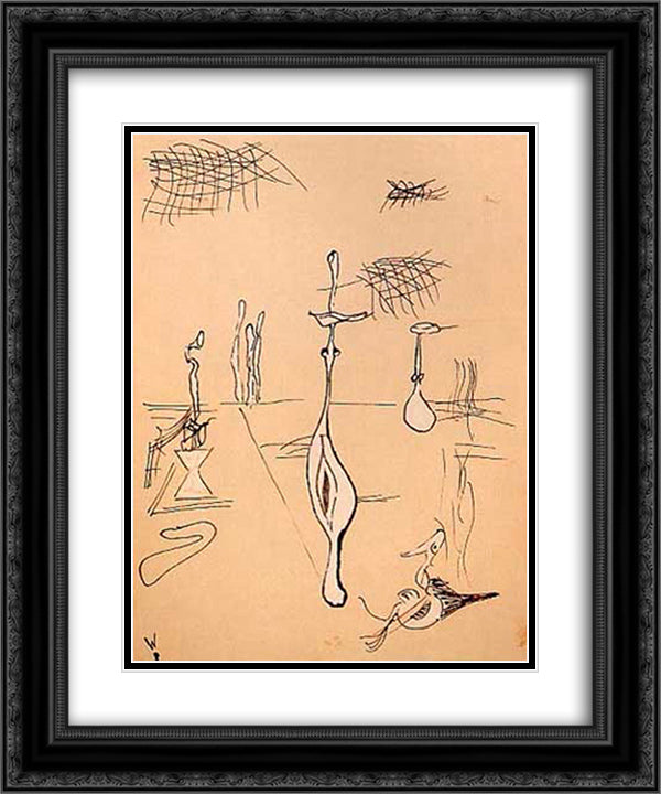 Metamorphose interrompue 20x24 Black Ornate Wood Framed Art Print Poster with Double Matting by Paalen, Wolfgang