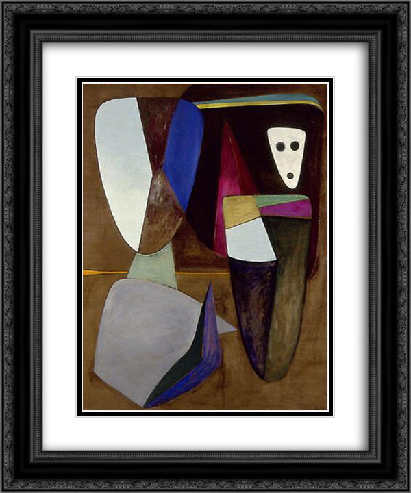 Rencontre sur une plage 20x24 Black Ornate Wood Framed Art Print Poster with Double Matting by Paalen, Wolfgang