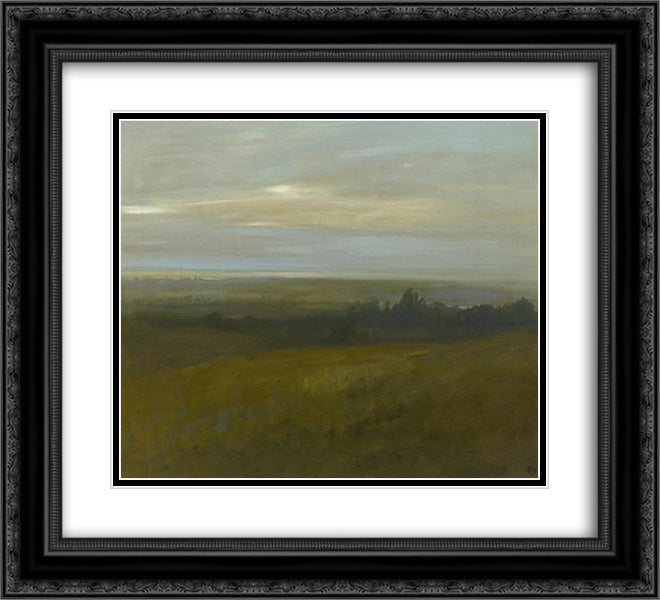 San Leandro Bay 22x20 Black Ornate Wood Framed Art Print Poster with Double Matting by Martinez, Xavier