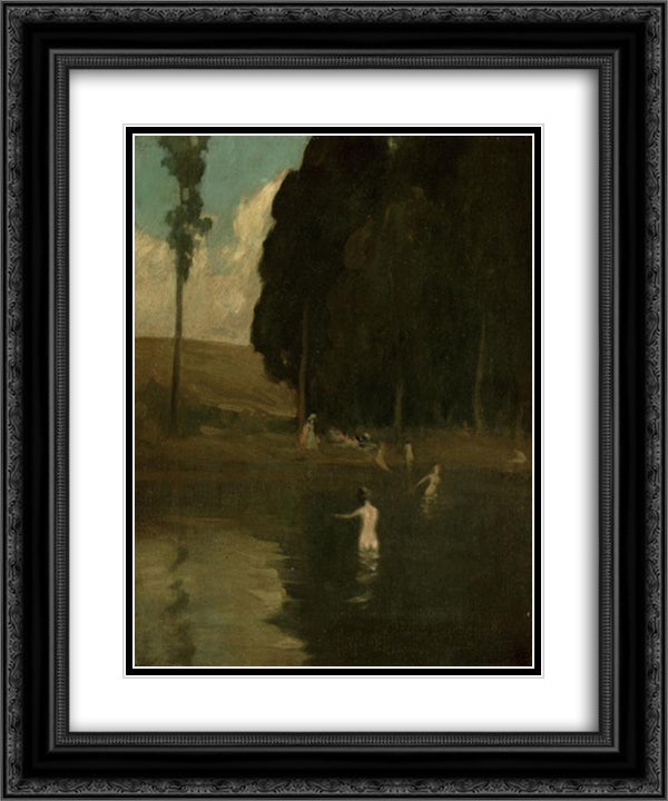 The Bathers 20x24 Black Ornate Wood Framed Art Print Poster with Double Matting by Martinez, Xavier