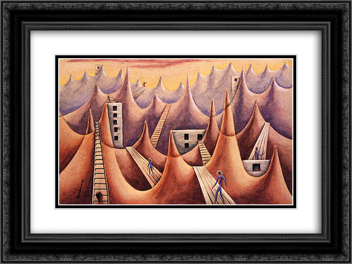 Barreras Melodicas 24x18 Black Ornate Wood Framed Art Print Poster with Double Matting by Solar, Xul