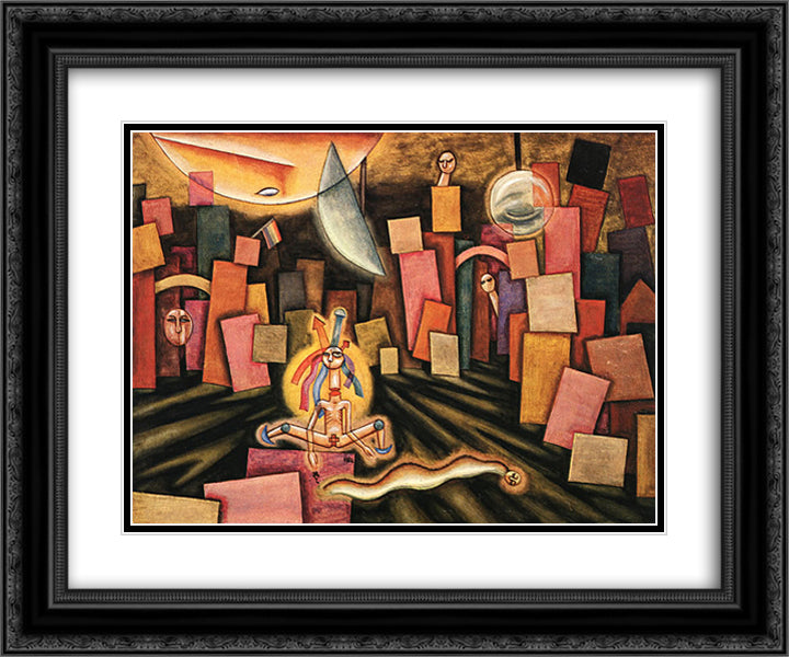 Un Yogu 24x20 Black Ornate Wood Framed Art Print Poster with Double Matting by Solar, Xul