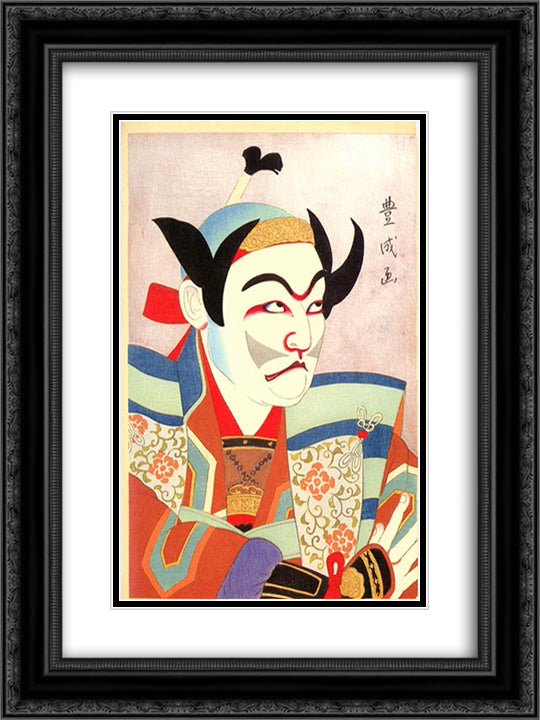 Ichikawa Ennosuke II as Hayami-no-Tota 18x24 Black Ornate Wood Framed Art Print Poster with Double Matting by Toyonari, Yamamura