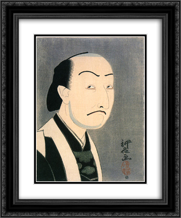 Nakamura Ganjiro I as Oboshi Yuranosuke 20x24 Black Ornate Wood Framed Art Print Poster with Double Matting by Toyonari, Yamamura