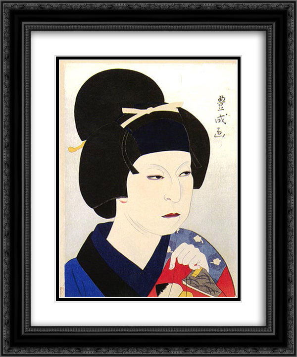 Nakamura Utaemon V as Owasa 20x24 Black Ornate Wood Framed Art Print Poster with Double Matting by Toyonari, Yamamura
