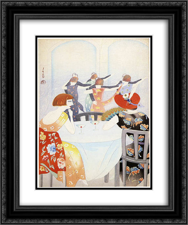 Shanghai Cafe Dancers 20x24 Black Ornate Wood Framed Art Print Poster with Double Matting by Toyonari, Yamamura
