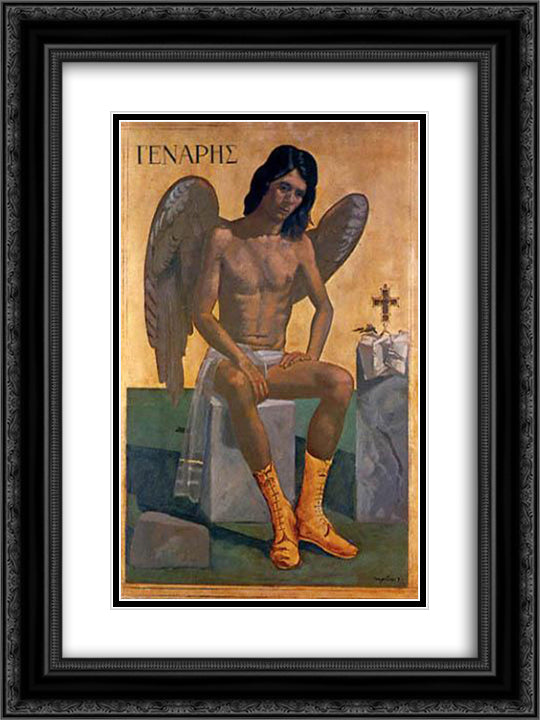 Alain as ''Jenuary'' 18x24 Black Ornate Wood Framed Art Print Poster with Double Matting by Tsaroychis, Yiannis