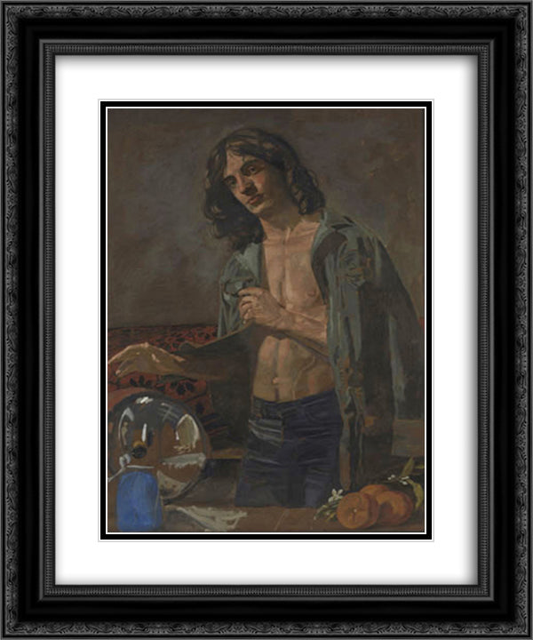 Alain as ''Winter'' 20x24 Black Ornate Wood Framed Art Print Poster with Double Matting by Tsaroychis, Yiannis