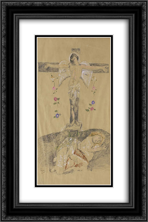 Eros on the cross and Stella Violandi 16x24 Black Ornate Wood Framed Art Print Poster with Double Matting by Tsaroychis, Yiannis