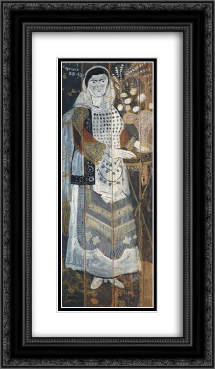 Koundouriotissa or Woman from Eleusis 14x24 Black Ornate Wood Framed Art Print Poster with Double Matting by Tsaroychis, Yiannis