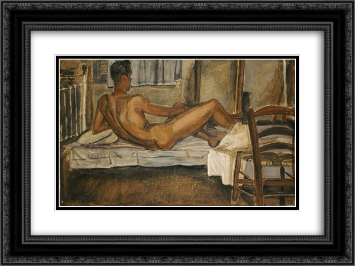 Nude 24x18 Black Ornate Wood Framed Art Print Poster with Double Matting by Tsaroychis, Yiannis