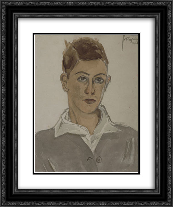Self Portrait 20x24 Black Ornate Wood Framed Art Print Poster with Double Matting by Tsaroychis, Yiannis