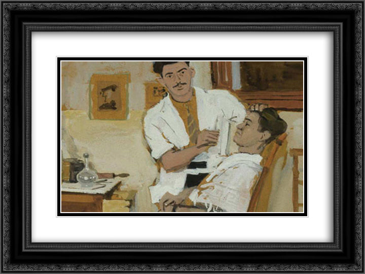 Worktime 24x18 Black Ornate Wood Framed Art Print Poster with Double Matting by Tsaroychis, Yiannis