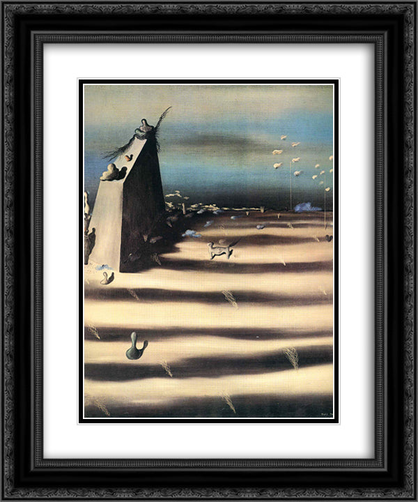 Large Painting Representing a Landscape 20x24 Black Ornate Wood Framed Art Print Poster with Double Matting by Tanguy, Yves