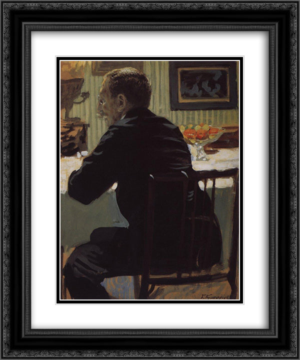 Portrait of L.S. Bakst 20x24 Black Ornate Wood Framed Art Print Poster with Double Matting by Kustodiev, Boris