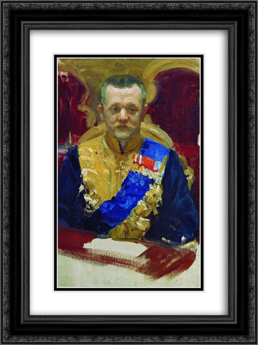 Portrait of N.V. Muraviev 18x24 Black Ornate Wood Framed Art Print Poster with Double Matting by Kustodiev, Boris