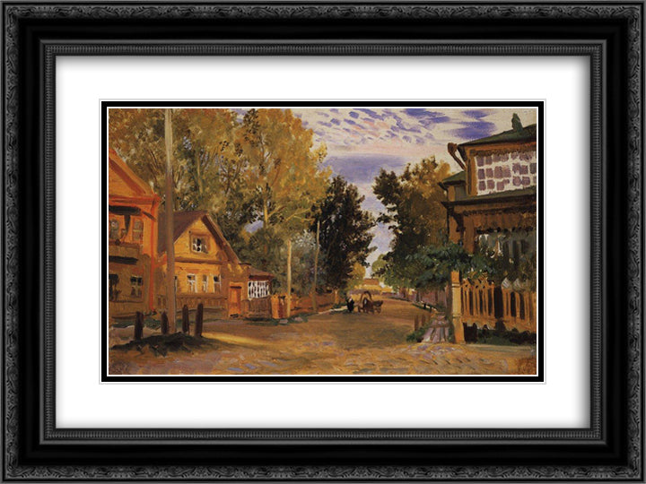 Staraya Russa 24x18 Black Ornate Wood Framed Art Print Poster with Double Matting by Kustodiev, Boris