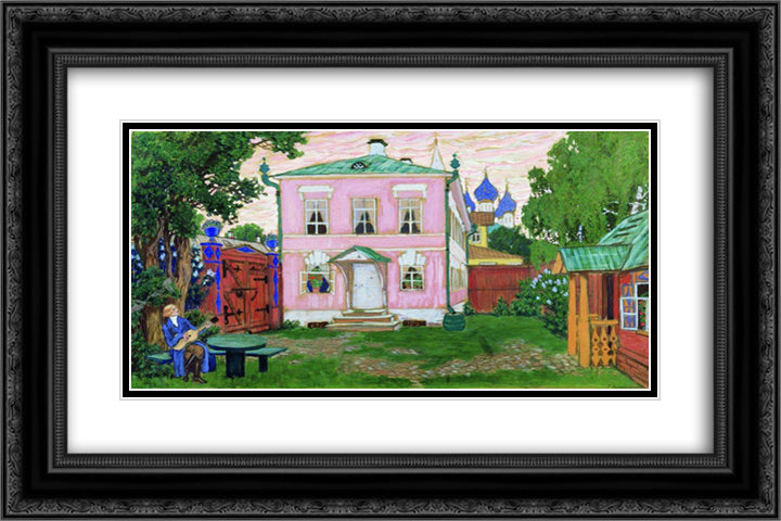 Wing with a porch 24x16 Black Ornate Wood Framed Art Print Poster with Double Matting by Kustodiev, Boris