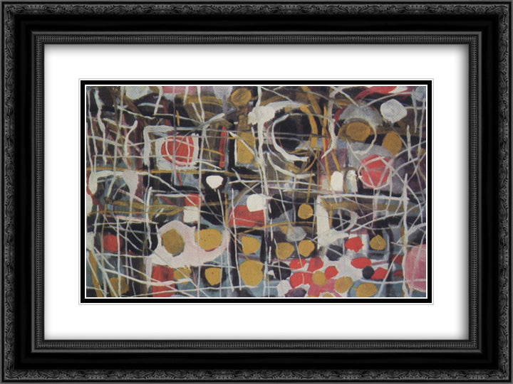 (Abstract) 24x18 Black Ornate Wood Framed Art Print Poster with Double Matting by Xuan Phai, Bui