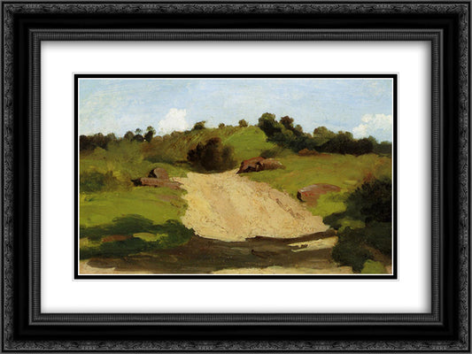 A Rising Path 24x18 Black Ornate Wood Framed Art Print Poster with Double Matting by Corot, Jean Baptiste Camille
