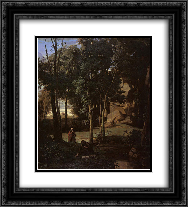 Democritus and the Abderiti 20x22 Black Ornate Wood Framed Art Print Poster with Double Matting by Corot, Jean Baptiste Camille