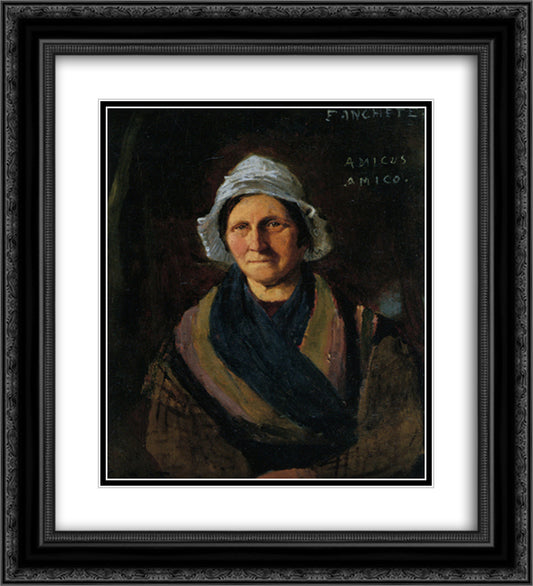 Femme de Chanbre 20x22 Black Ornate Wood Framed Art Print Poster with Double Matting by Corot, Jean Baptiste Camille