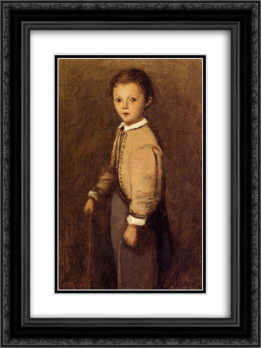 Fernand Corot, the Painter s Grand Nephew, at the Age of 4 and a Half Years 18x24 Black Ornate Wood Framed Art Print Poster with Double Matting by Corot, Jean Baptiste Camille