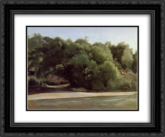 Fontainebleau, the Road to Chailly 24x20 Black Ornate Wood Framed Art Print Poster with Double Matting by Corot, Jean Baptiste Camille