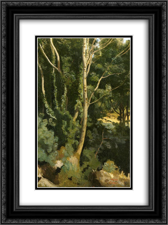 Landscape 18x24 Black Ornate Wood Framed Art Print Poster with Double Matting by Corot, Jean Baptiste Camille