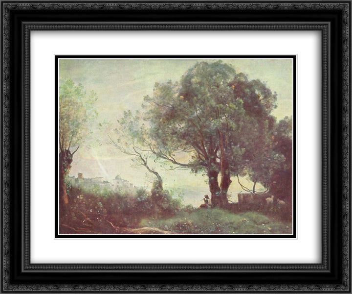 Landscape at Castel Gandolfo 24x20 Black Ornate Wood Framed Art Print Poster with Double Matting by Corot, Jean Baptiste Camille