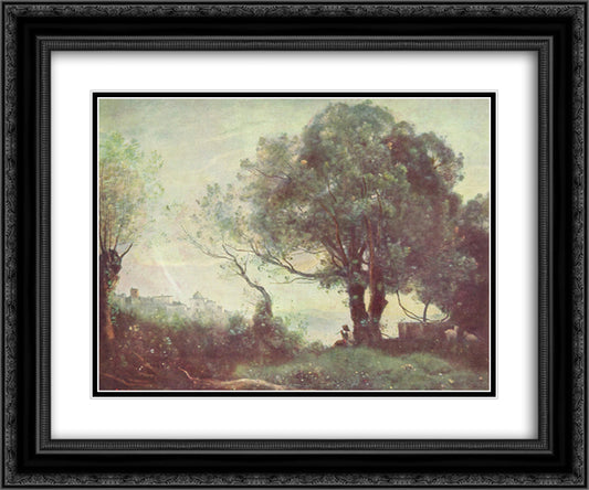 Landscape at Castel Gandolfo 24x20 Black Ornate Wood Framed Art Print Poster with Double Matting by Corot, Jean Baptiste Camille