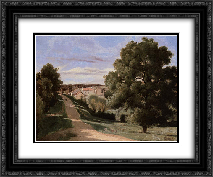Little Chaville 24x20 Black Ornate Wood Framed Art Print Poster with Double Matting by Corot, Jean Baptiste Camille
