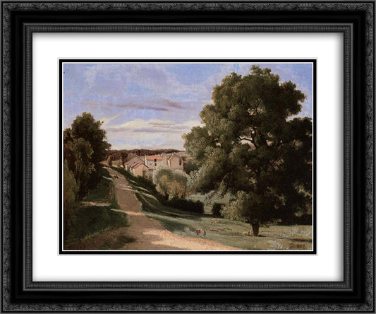 Little Chaville 24x20 Black Ornate Wood Framed Art Print Poster with Double Matting by Corot, Jean Baptiste Camille