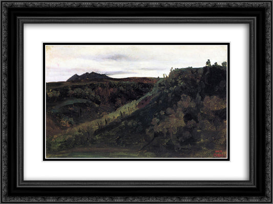 Mount Soracte 24x18 Black Ornate Wood Framed Art Print Poster with Double Matting by Corot, Jean Baptiste Camille