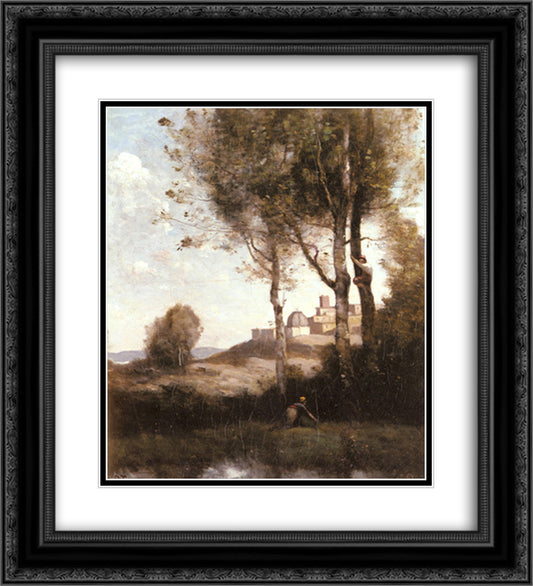 Nest Harriers in Tuscan 20x22 Black Ornate Wood Framed Art Print Poster with Double Matting by Corot, Jean Baptiste Camille