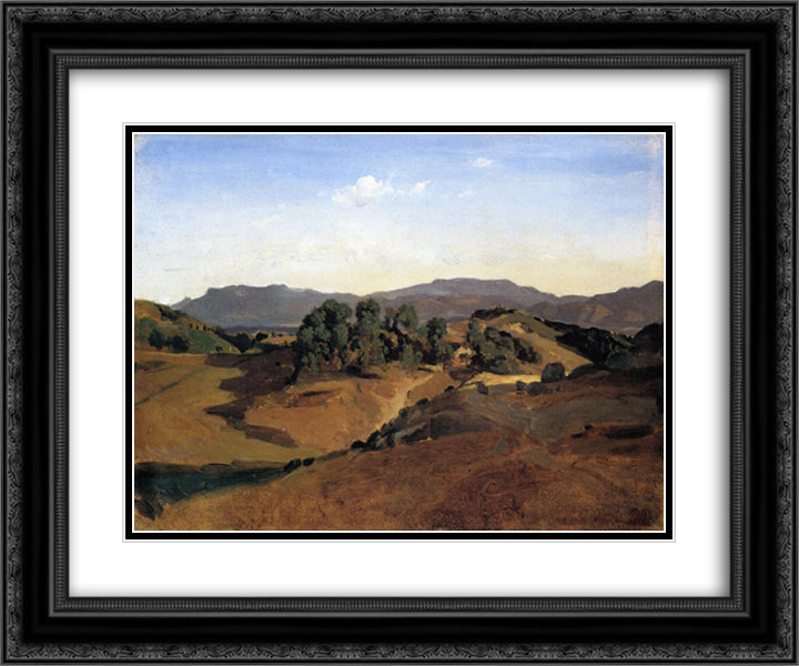 Olevano, La Serpentara 24x20 Black Ornate Wood Framed Art Print Poster with Double Matting by Corot, Jean Baptiste Camille
