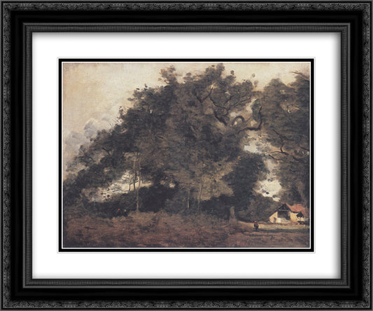 Passiance, in Saint Avit 24x20 Black Ornate Wood Framed Art Print Poster with Double Matting by Corot, Jean Baptiste Camille