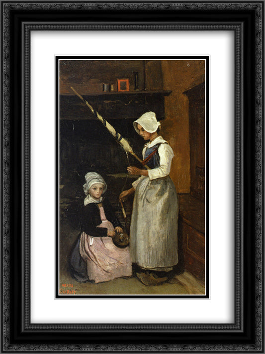 Peasants from Mur 18x24 Black Ornate Wood Framed Art Print Poster with Double Matting by Corot, Jean Baptiste Camille