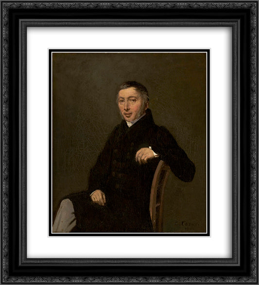 Portrait of Laurent Denis Sennegon 20x22 Black Ornate Wood Framed Art Print Poster with Double Matting by Corot, Jean Baptiste Camille