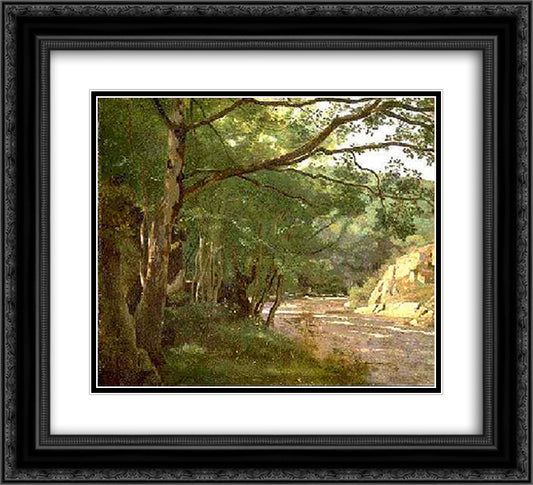Ravine in the Morvan, Near Lormes 22x20 Black Ornate Wood Framed Art Print Poster with Double Matting by Corot, Jean Baptiste Camille