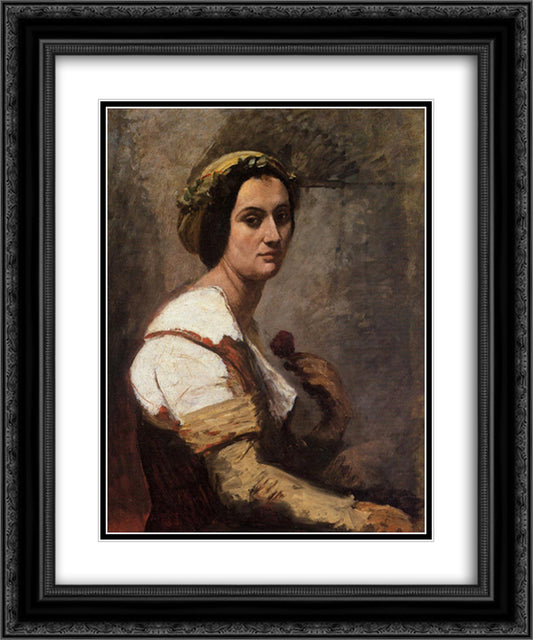 Sibylle 20x24 Black Ornate Wood Framed Art Print Poster with Double Matting by Corot, Jean Baptiste Camille