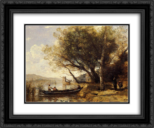 Smyrne Bornabat 24x20 Black Ornate Wood Framed Art Print Poster with Double Matting by Corot, Jean Baptiste Camille